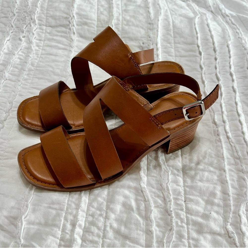 Franco Sarto, Brown, Size 8 Wide Sandals, 2in heel
